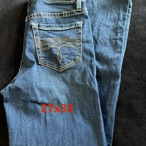 Rock & Roll Cowgirl Blue Denim Jeans with Embroidery